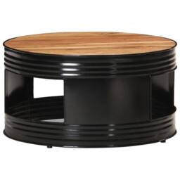 Berkfield Home Coffee Table Black 68x68x36 cm Solid Acacia Wood - Size: 68 x 68 x 36 cm - thumbnail 1