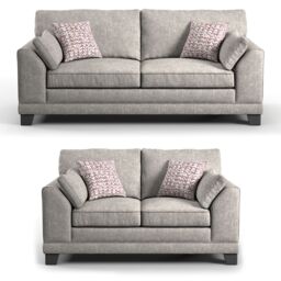 Furnishings For Less UK Hilliard Fullback Fabric Sofa Suite 3 Seater & 2 Seater Charcoal or Mist in Beige - thumbnail 1