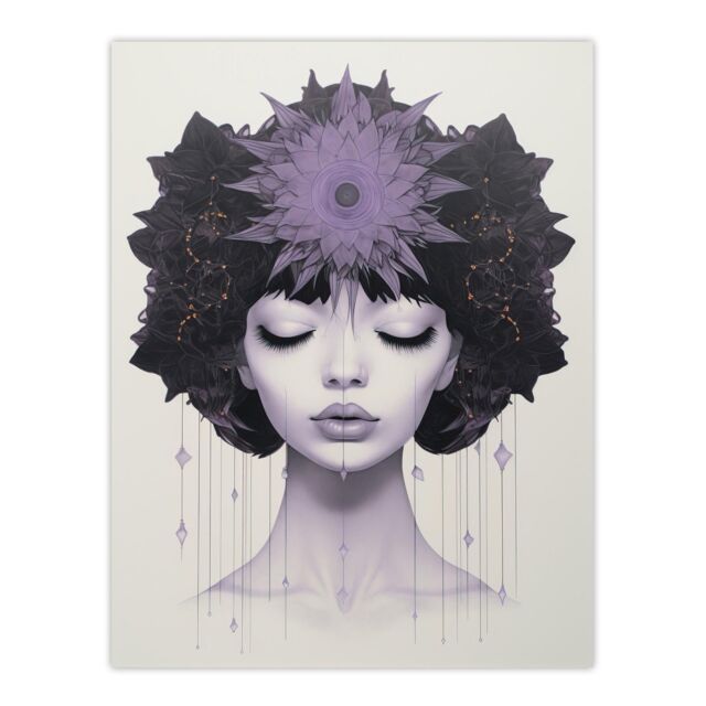 "Wee Blue Coo Wall Art Print Love In Lavender Lilac Portrait Meditate Living Room in Purple - Size: W24"" x H32""" - image 1