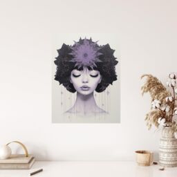"Wee Blue Coo Wall Art Print Love In Lavender Lilac Portrait Meditate Living Room in Purple - Size: W24"" x H32""" - thumbnail 4
