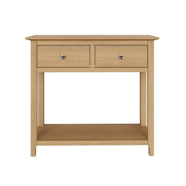 KORVIXA 2 Drawer Console Table Painted Natural Oak Finish Large - Size: 100 cm x 100 cm - image 1