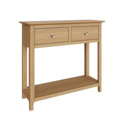 KORVIXA 2 Drawer Console Table Painted Natural Oak Finish Large - Size: 100 cm x 100 cm - thumbnail 5
