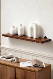 MH London Ancona Solid Wood Wall Mounted Shelf - Large in Walnut
