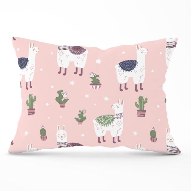 Warren Reed - Designer Happy Lama Cushions in Pink - Size: 60 cm x 60 cm - image 1