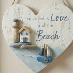 Garden Greatness Hanging Wooden Coastal Heart Beach - Size: 1 Pack - thumbnail 2