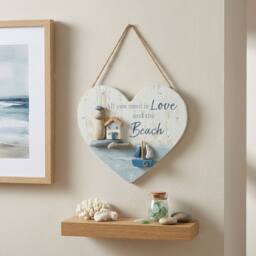 Garden Greatness Hanging Wooden Coastal Heart Beach - Size: 1 Pack