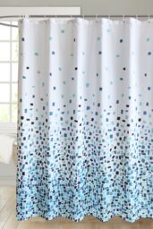 Neel Blue Mosaic Blue Polyester Shower Curtain, Water-Resistant Bathroom Curtain With 12 Hooks - 180x200cm - Size: 180 cm width x 200 cm drop - thumbnail 1