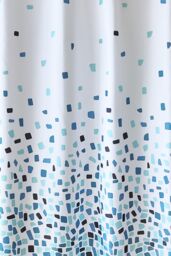 Neel Blue Mosaic Blue Polyester Shower Curtain, Water-Resistant Bathroom Curtain With 12 Hooks - 180x200cm - Size: 180 cm width x 200 cm drop - thumbnail 5