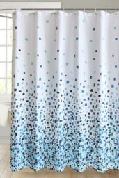 Neel Blue Mosaic Blue Polyester Shower Curtain, Water-Resistant Bathroom Curtain With 12 Hooks - 180x200cm - Size: 180 cm width x 200 cm drop - thumbnail 6