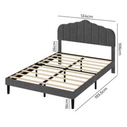 Levede Upholstered Bed Frame Small Double Linen Fabric Modern Platform Base in Grey - thumbnail 4