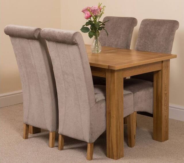 Thats Furniture Hampton 120-160cm Oak Extending Dining Table & 4 Montana Fabric Chairs in Grey - image 1