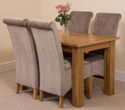 Thats Furniture Hampton 120-160cm Oak Extending Dining Table & 4 Montana Fabric Chairs in Grey - thumbnail 1