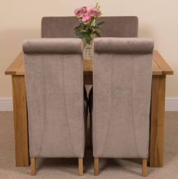 Thats Furniture Hampton 120-160cm Oak Extending Dining Table & 4 Montana Fabric Chairs in Grey - thumbnail 2