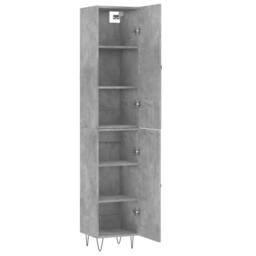 Berkfield Home Highboard Concrete Grey 34.5x34x180 cm Engineered Wood - thumbnail 4