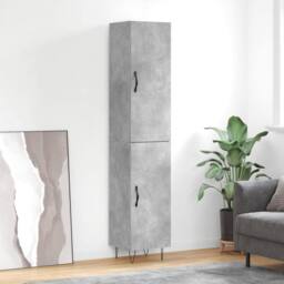 Berkfield Home Highboard Concrete Grey 34.5x34x180 cm Engineered Wood - thumbnail 2