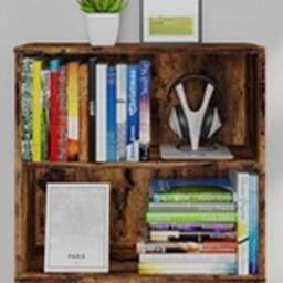 Havendro 5 Tier Large Bookcase Wooden Cube Storage Shelves Wood in Brown - thumbnail 3