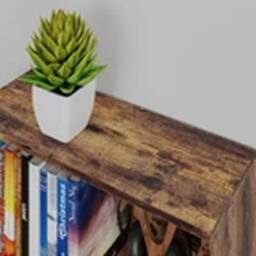 Havendro 5 Tier Large Bookcase Wooden Cube Storage Shelves Wood in Brown - thumbnail 2