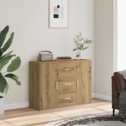Berkfield Home Sideboard Artisan Oak 90x29.5x65 cm Engineered Wood in Brown - thumbnail 3
