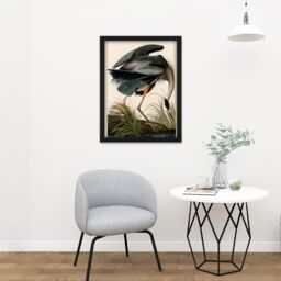 "Artery8 Wall Art Print Audubon Birds Great Blue Heron Painting Large Framed Wall Décor Art in Brown - Size: W18"" x H24""" - thumbnail 2