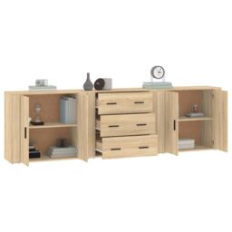 Berkfield Home Sideboards 3 pcs Sonoma Oak Engineered Wood in Brown - thumbnail 4