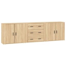 Berkfield Home Sideboards 3 pcs Sonoma Oak Engineered Wood in Brown - thumbnail 2