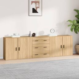 Berkfield Home Sideboards 3 pcs Sonoma Oak Engineered Wood in Brown - thumbnail 1