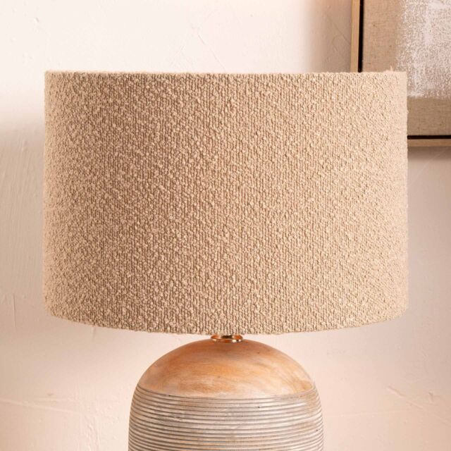 Ruma Taupe Boucle Cylinder Lamp Shade For Table Lamps in Beige - Size: 12 inches