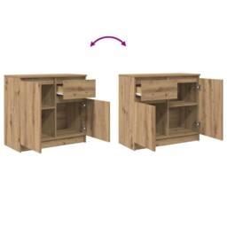 Berkfield Home Sideboard with Drawer Artisan Oak 71x35x65 cm Engineered Wood in Brown - Size: 71 x 35 x 65 cm - thumbnail 9