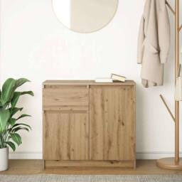 Berkfield Home Sideboard with Drawer Artisan Oak 71x35x65 cm Engineered Wood in Brown - Size: 71 x 35 x 65 cm - thumbnail 3