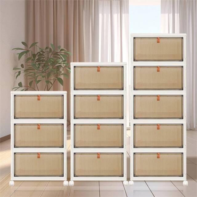 Kelvenix 4 Tier Plastic Storage Drawers Box Tower Unit in Beige - Size: 500mm - image 1