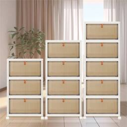 Kelvenix 4 Tier Plastic Storage Drawers Box Tower Unit in Beige - Size: 500mm - thumbnail 1