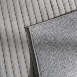 OHS Faux Fur Rug Ribbed Mat Luxury Carpet Anti Slip Runner in Grey - Size: 80 cm x 150 cm - thumbnail 4