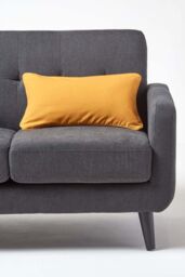 Homescapes Cotton Plain Cushion Cover in Mustard - Size: 45 cm x 45 cm - thumbnail 4