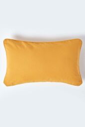 Homescapes Cotton Plain Cushion Cover in Mustard - Size: 45 cm x 45 cm