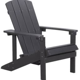 Wyld and Coco Living Garden Chair Dark Grey Faux Wood Weather Resistant Outdoor - thumbnail 2