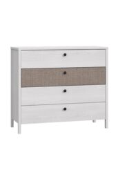 FWStyle 4 Drawer Chest Of Drawers Whitewash Oak & Linen Finish in White - thumbnail 2
