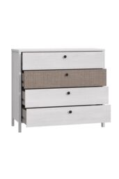 FWStyle 4 Drawer Chest Of Drawers Whitewash Oak & Linen Finish in White - thumbnail 3