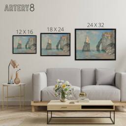 "Artery8 Claude Monet The Cliffs At Etretat Framed Canvas Wall Art Print - Size: W18"" x H24""" - thumbnail 4