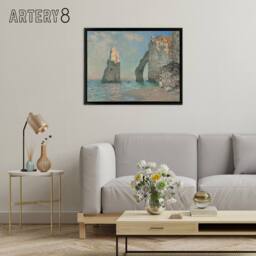 "Artery8 Claude Monet The Cliffs At Etretat Framed Canvas Wall Art Print - Size: W18"" x H24""" - thumbnail 3