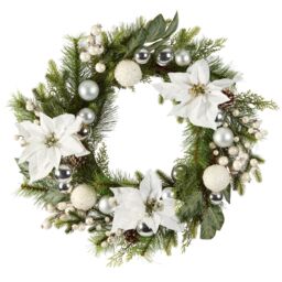 Dibor Valley Snowdrift Xmas Wreath Front Door Christmas Wreath 42cm in White - thumbnail 2