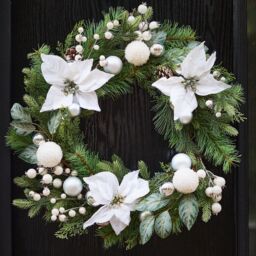 Dibor Valley Snowdrift Xmas Wreath Front Door Christmas Wreath 42cm in White - thumbnail 1