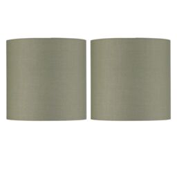 First Choice Lighting Set of 2 Sage Green Textured Cotton 17cm Table Lamp Shades