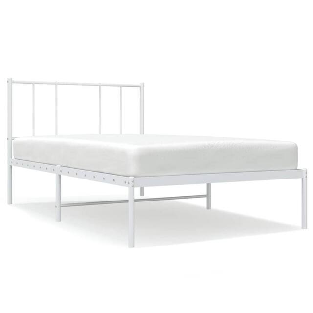 Berkfield Home Metal Bed Frame with Headboard White 90x190 cm Single - image 1