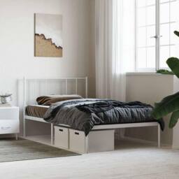 Berkfield Home Metal Bed Frame with Headboard White 90x190 cm Single - thumbnail 4