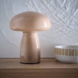K LIVING Cory Mocha Glass Mushroom Shape Recharge LED Lamp in Brown