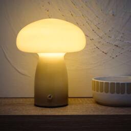 K LIVING Cory Mocha Glass Mushroom Shape Recharge LED Lamp in Brown - thumbnail 2