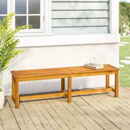 Berkfield Home Garden Bench 150x35x45 cm Solid Wood Acacia in Brown - Size: 150 x 35 x 45 cm - thumbnail 1