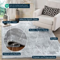 Desire Rugs Serenity Modern Abstract Acrylic Area Rug - Contemporary Style for Living Room, Bedroom or Hallway in Grey - Size: 60 cm x 220 cm - thumbnail 3