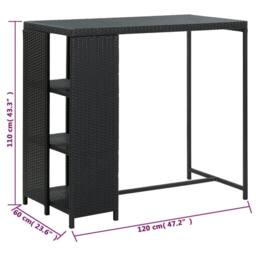 Berkfield Home Bar Table with Storage Rack Black 120x60x110 cm Poly Rattan - Size: 120 x 60 x 110 cm - thumbnail 7