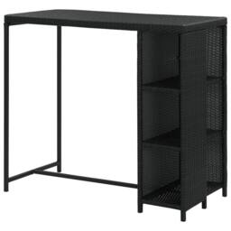 Berkfield Home Bar Table with Storage Rack Black 120x60x110 cm Poly Rattan - Size: 120 x 60 x 110 cm - thumbnail 4